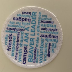 Printed 8cm beaver leader Word Cloud badge