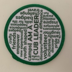Printed 8cm cub leader Word Cloud badge