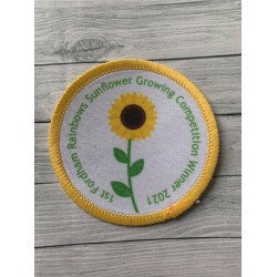Printed 8cm sunflower badge, customise me! 