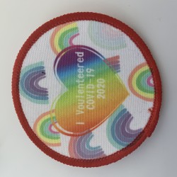 Printed Circular Heart and rainbows badge