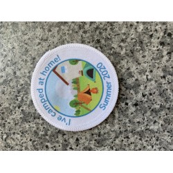 Printed Circular Camped in the garden badge