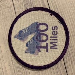 Printed 8cm  Purple 100 miles running badge