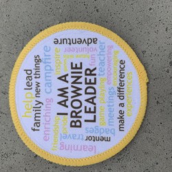 Printed 8cm  Brownie Leader Word Cloud badge