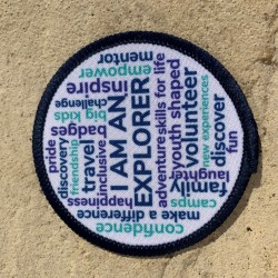 Printed 8cm Explorer Word Cloud badge