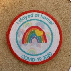 Printed Circular I stayed at home rainbow badge
