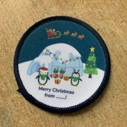 Printed 8cm Penguins and igloo badge- I can be customised!