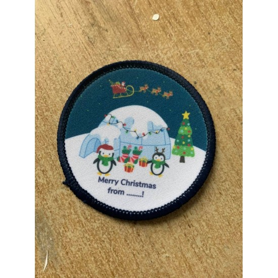 Printed 8cm Penguins and igloo badge- I can be customised!