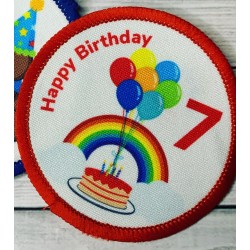 Printed 8cm Rainbow Birthday customise text and age.  