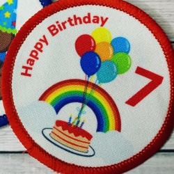 Printed 8cm Rainbow Birthday customise text and age.  