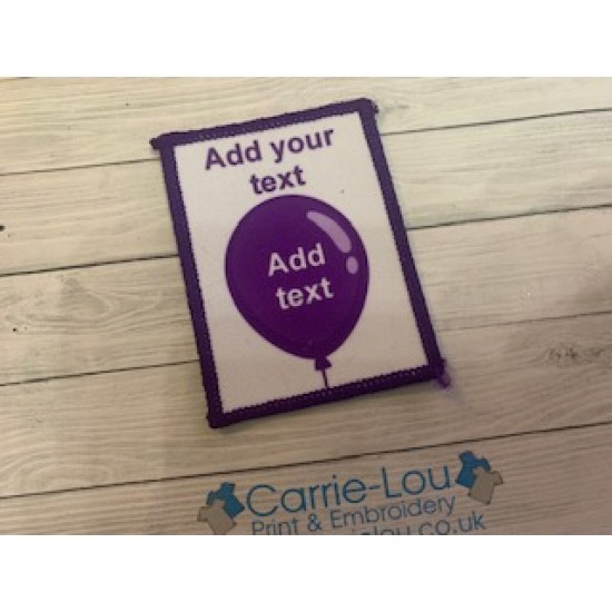 Printed 8cm rectangle Balloon Birthday badge