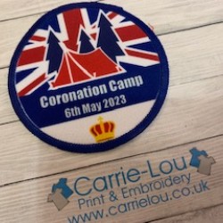 Printed 8cm Coronation Camp Badge-Customise me