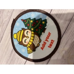 Printed 8cm Owl christmas badge