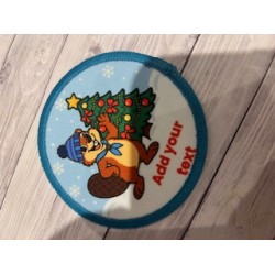 Printed 8cm beaver christmas badge