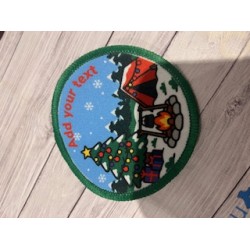 Printed 8cm christmas tent and tree badge 