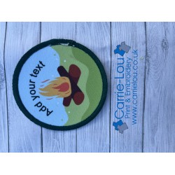 Printed 8cm cute campfire badge-Customise