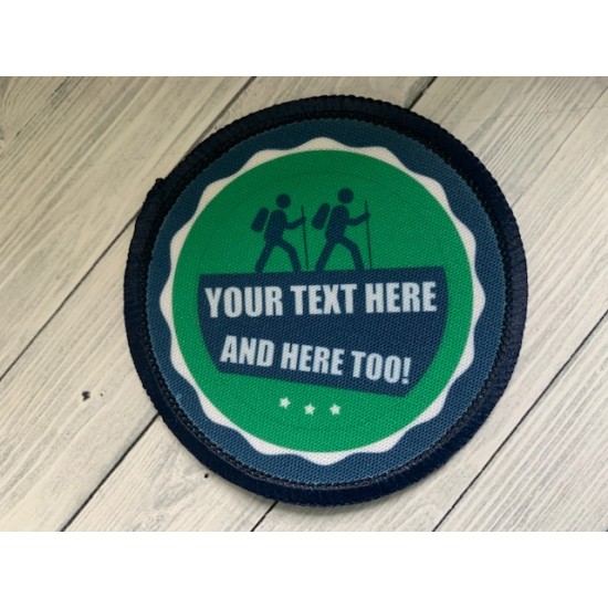 Printed 8cmgeneric hiking badge- customisable!