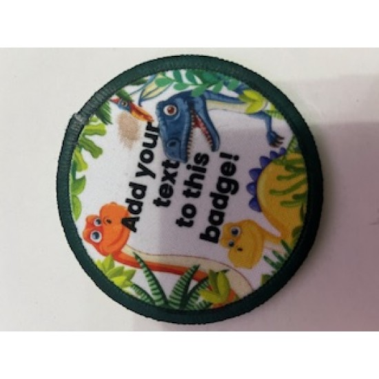 Printed 8cm  badge multi dinosaur