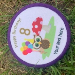 Printed 8cm Owl Birthday- Change text/Number
