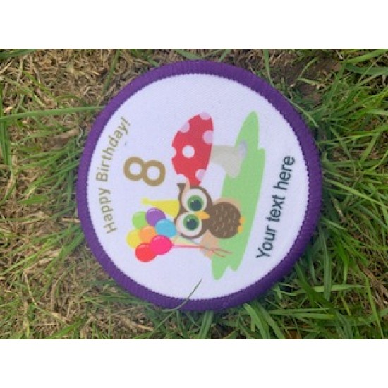Printed 8cm Owl Birthday- Change text/Number