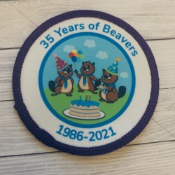Printed 8cm 35th Birthday Birthday Beavers- Outside text