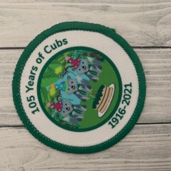 Printed 8cm 105 Years of Cubs- Outside text Badge