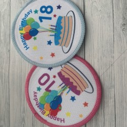 Printed 8cm  Birthday Badge- Customise the Colours/Text