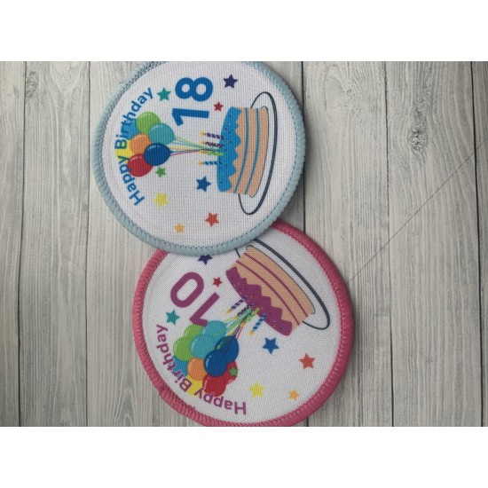 Printed 8cm  Birthday Badge- Customise the Colours/Text