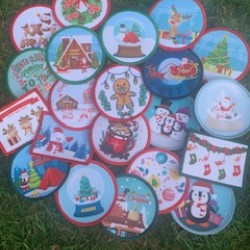 Printed 8cm Circle Advent badge set 12 badges