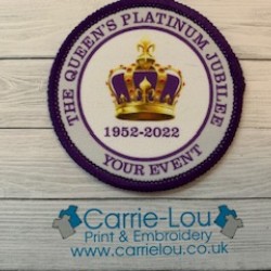 Printed 8cm  2022 Jubilee Crown badge- Customise me
