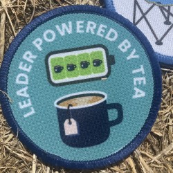 Printed 8cm leader powered by….