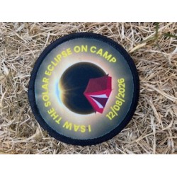 Printed 8cm Solar eclipse on camp badge