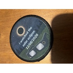 Printed 8cm I saw the solar eclipse with glasses badge  