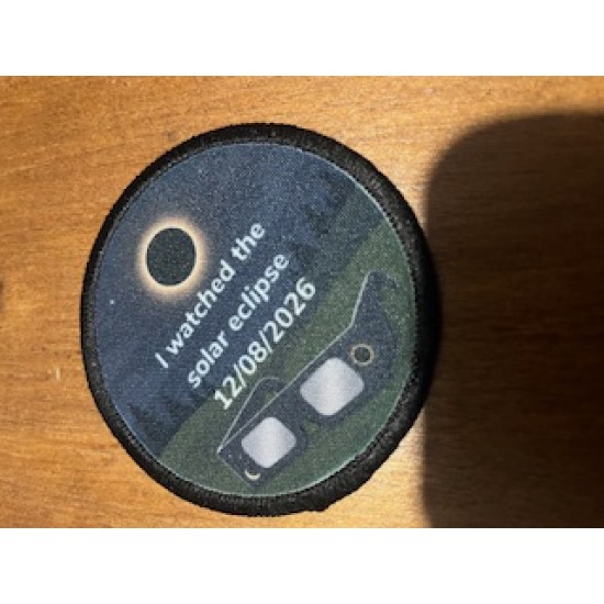 Printed 8cm I saw the solar eclipse with glasses badge  