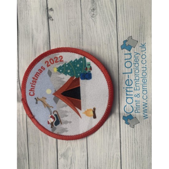 Printed 8cm Christmas large camping scene- I can be customised.  