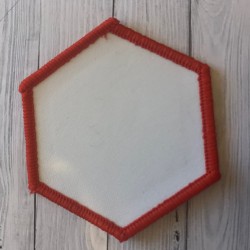 Custom printed Hexagon 8cm badge