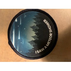 Printed 8cm meteor shower badge .  